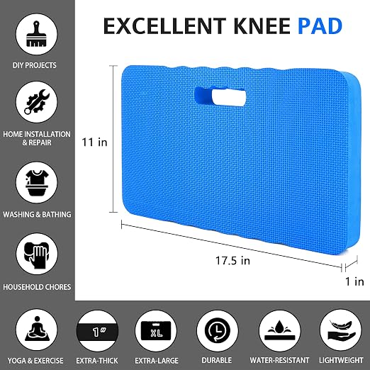 HOOPLE 2 Pack Extra Thick Kneeling Pad, Large Foam Kneeling Cushion for Gardening, Bathing, Exercise, Yoga & Garage Work, Waterproof Comfort Knee Mat, Durable Outdoor Garden Kneeler 17.5 x 11 x 1 Inch