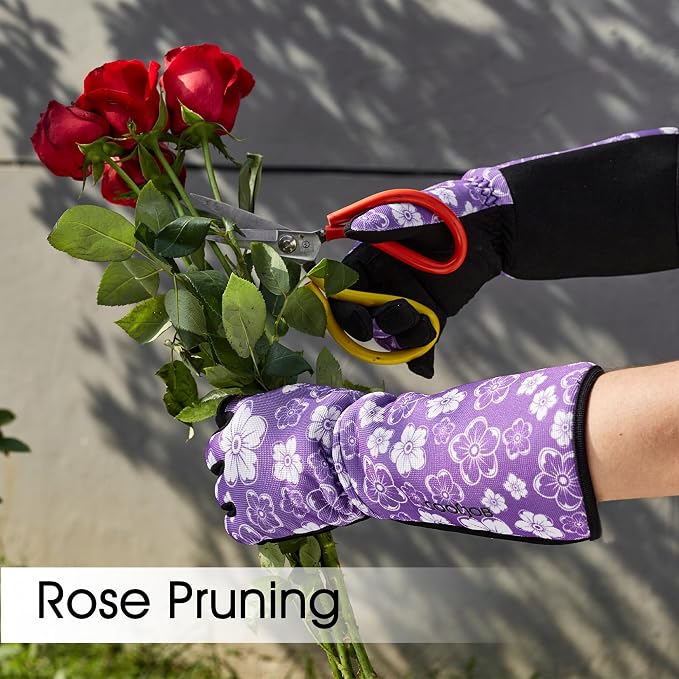 COOLJOB Thorn Proof Rose Pruning Garden Gloves for Women, Long Sleeve Large | Heavy Duty Puncture Resistant Gardening Gloves,Breathable Padded Yard Work for Bush, Blackberry, Cactus, Weed Pulling, Purple