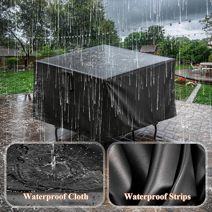 Outdoor Square Table Cover 104Inch,Waterproof Patio Square Furniture Covers,Heavy Duty Outside Squares Furniture Cover - 104 x 104 x 34 Inch