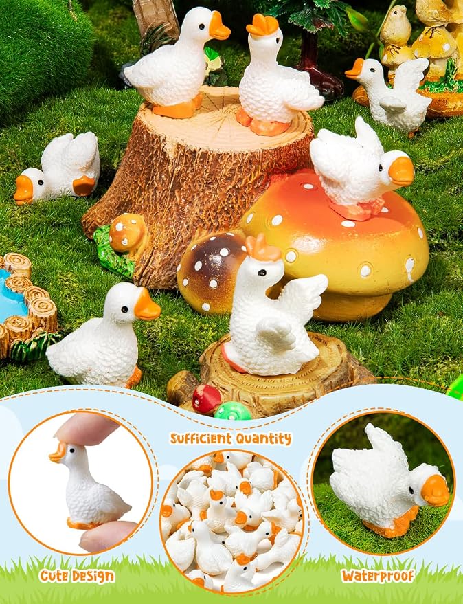 84pcs Mini Resin Goose Tiny Animal Figurine Bulk | Small Desk Goose Decor for Garden Lawn Yard Micro Landscape Aquarium Potted Ornament DIY Craft