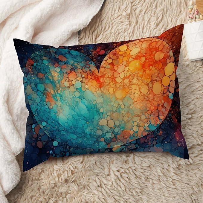Lumbar Pillow Cover Ink Rainbow Shapes with Gold Pillow Case Classic Abstract Alcohol Ink Textures Pillow Cover Accent Outdoor Garden Decoration for for Car Patio Sofa Bed Bedding 20x26in