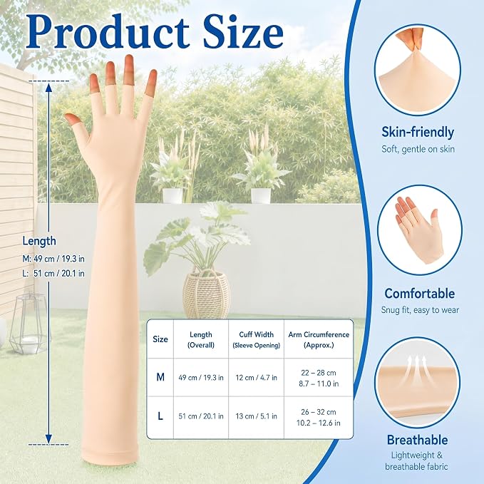 3 Pair Elderly Skin Thin Protector Arm Sleve Tone Fingerless Glove Bruise Abrasion Protective