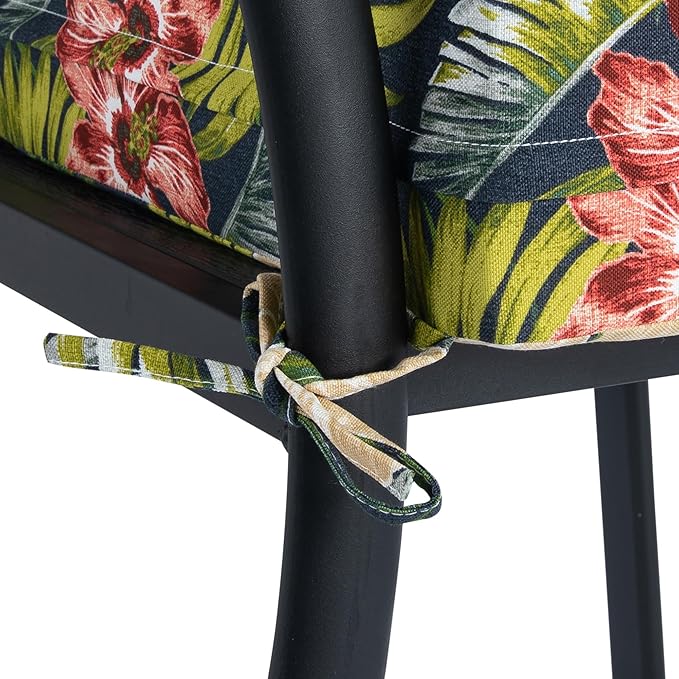 Magpie Fabrics Outdoor Cushion Cover Replacement 2 Pack, NO Insert! Water Repellent Slipcover with Ties Decor for Patio Garden Chair Sofa Bench Wicker(Midnight Floral, 22x20x4 Inch)