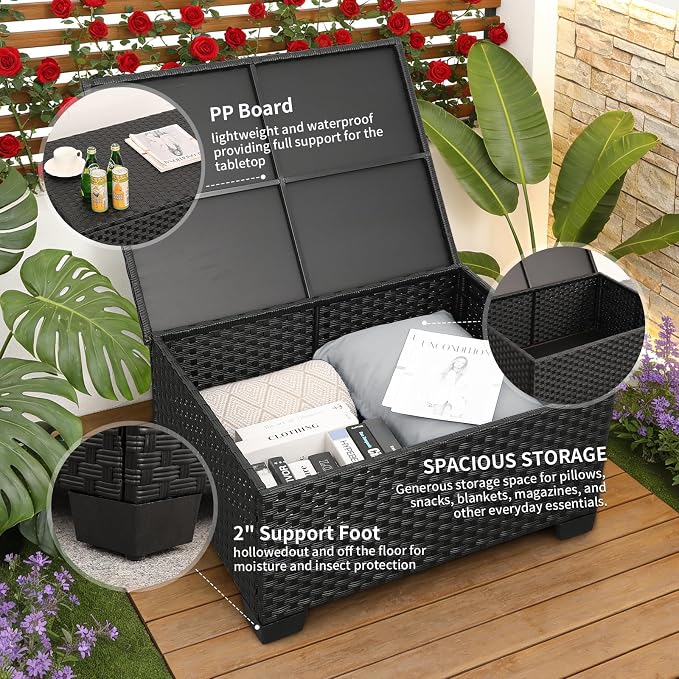 Rattaner 6 Pcs Outdoor Furniture Sets Patio Furniture Set with 45" Fire Pit Patio Couch Outdoor Chairs 60000 BTU Steel Propane Fire Pit Table No-Slip Cushions and Waterproof Covers, Light Grey