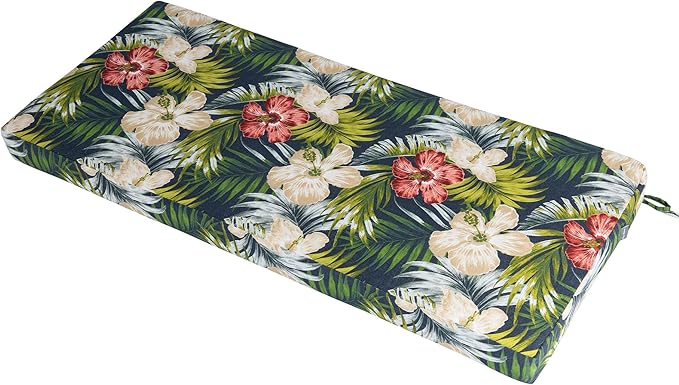Magpie Fabrics Patio Bench Cushion Cover 45x18x3 Inch, NO Insert! Water Resistant UV Protection Outdoor Swing Loveseat Replacement Cover with Zipper (Midnight Floral)