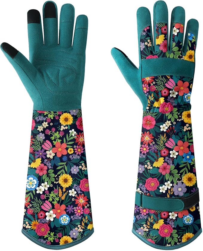 Trifabricy Gardening Gloves for Women, Leather Long Garden Gloves with Grip, Thorn-Proof Puncture-Resistant Work Gloves