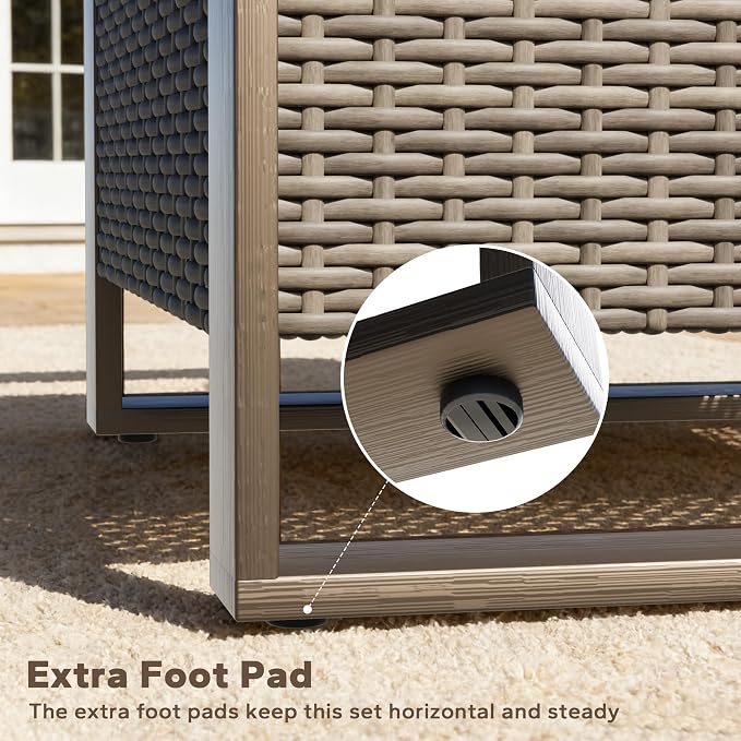 5 Pieces Metal Wicker Patio Furniture Set - 75" Sofa, Two Armchairs and Two Ottomans, All Weather Rattan Outdoor Conversation Furniture with Washable Cushion for Deck Porch, Dark Blue