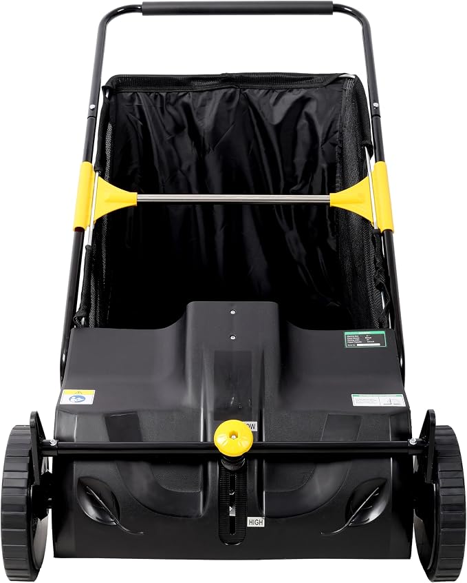 Hand Push Lawn Sweeper, 26 Inch, 7 cu. ft Hopper Bag, Leaf & Grass Collector with Adjustable Brush Height (21 inch)