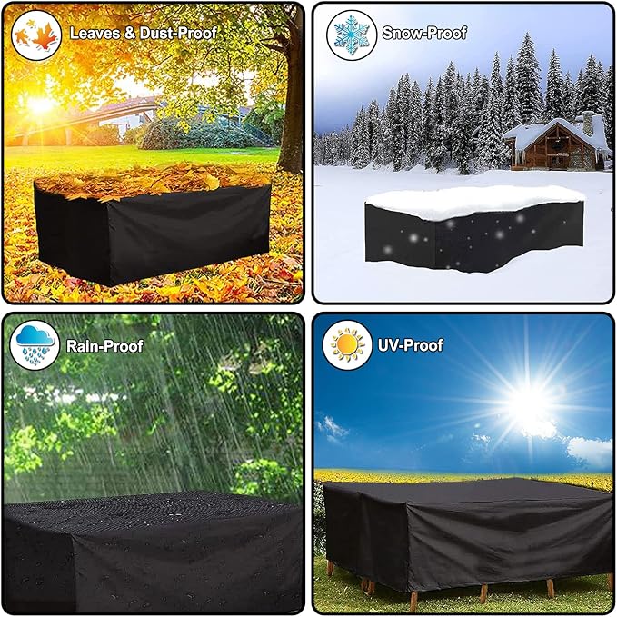 Outdoor Furniture Covers for Patio Furniture, Table Cover 90"L X 60"W X 28"H Patio Covers for Outdoor Furniture 420D Oxford Anti-UV Waterproof, Windproof for Patio, Lawn and Garden