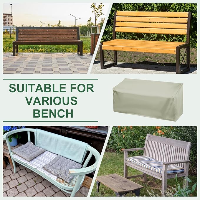 PATIKIL Outdoor Bench Cover, 210D Oxford Heavy Duty Waterproof Patio Furniture Covers for Garden Sofa Chair Table Zero Gravity, 64"L x 26"W x 35"T, Champagne Color
