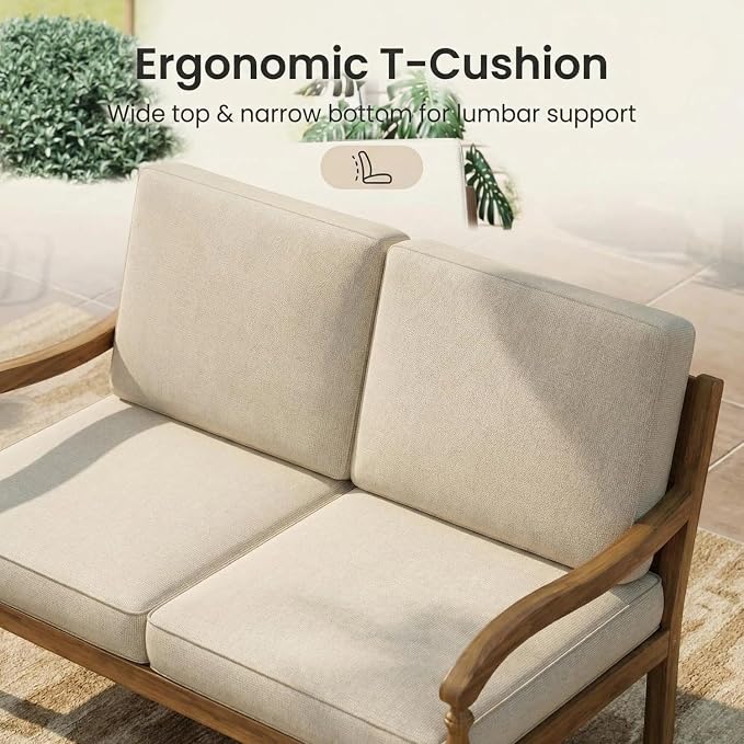 Patio Furniture Set of 2, Outdoor Sectional Furniture with, All-Weather Patio Conversation Set for Backyard, Garden and Poolside, Beige(Series F)