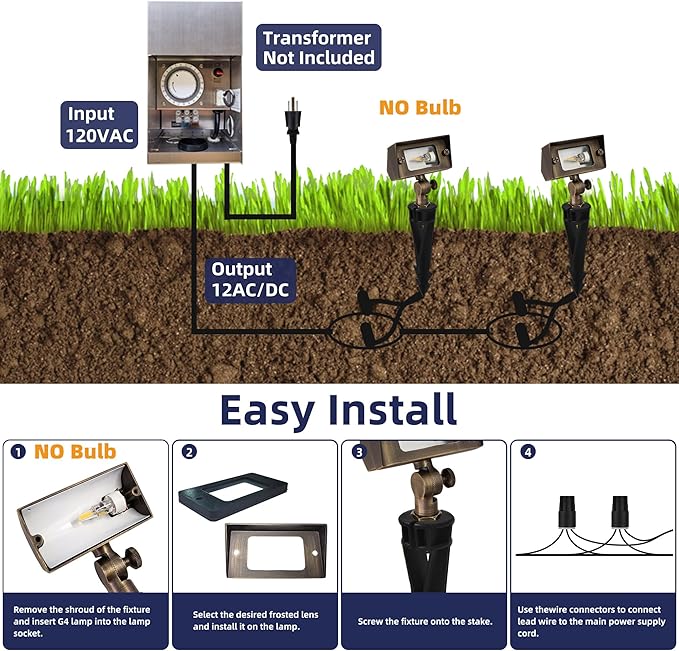 COLOER Cast Brass Flood Light, Wall Wash Light Without Bulb, Low Voltage Flood Light Outdoor with Adjustable Knuckle Mount, Waterproof Landscape Lighting of Outdoor Wall, Garden (6-Pack Without Bulb)