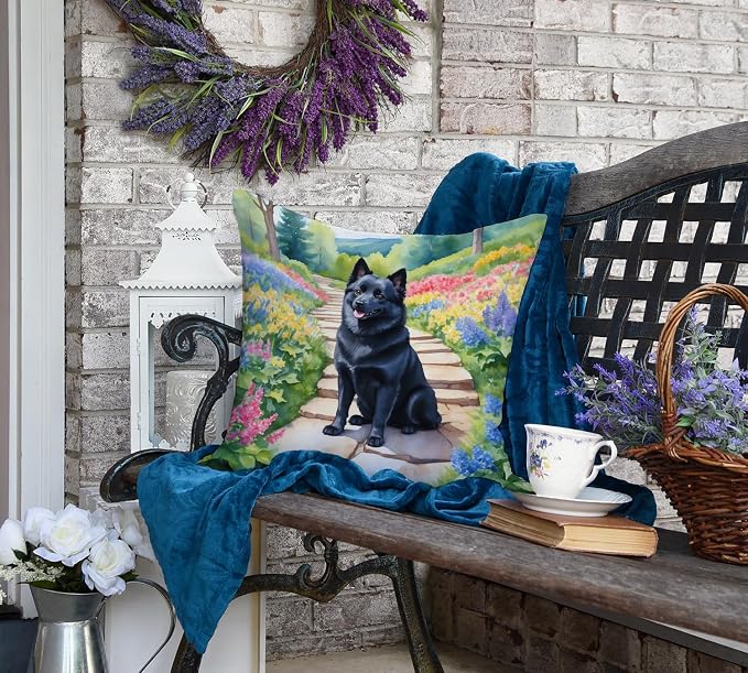 Caroline's Treasures Schipperke Spring Path Throw Pillow Machine Washable, Indoor Outdoor Decorative Pillow for Couch, Bed or Patio, 18Hx18W