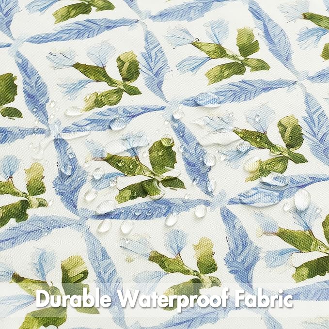 MIULEE Outdoor Floral Pillow Covers Waterproof 20x20 Blue-Green | Decorative Block Print,Boho Farmhouse, Set of 2 Coastal Summer Cushion Covers with Piping,Garden Patio Furniture Porch Couch
