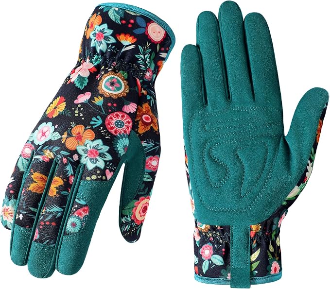 Trifabricy Gardening Gloves for Women, Breathable Leather Garden Gloves with Grip, Thorn-Proof Puncture-Resistant Work Gloves