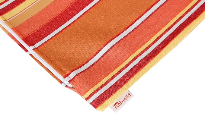 Outdoor/Indoor Sunbrella Throw Pillow Cover Only Square Set of 2 Pieces 20 inch x 20 inch Dolce Mango Stripe - Insert Not Included, Orange