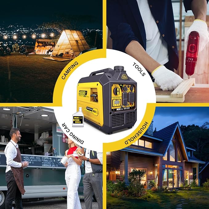 Aceup Energy 4000 Watt Inverter Generator Portable 149cc, Gas Powered Generator Quiet for Home, RV-Ready, EPA Compliant ideal for Father's Day