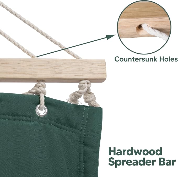 SUNCREAT Portable Outdoor Hammock with Stand, Canopy, Double Hammock with Stand for Outside, Patent Pending, Dark Green
