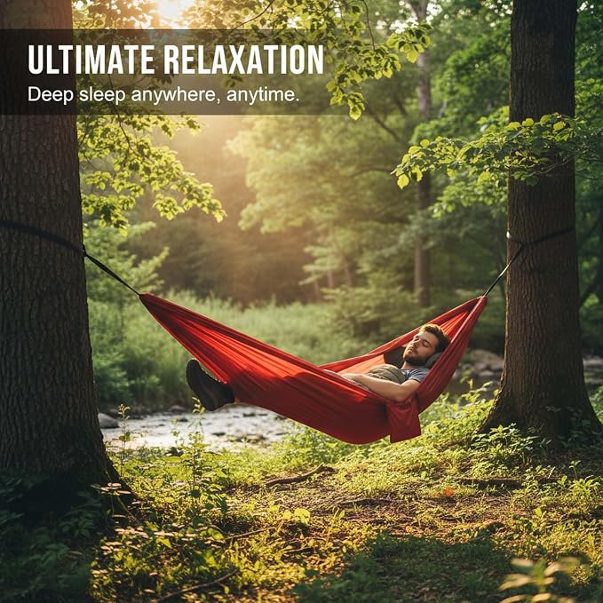 Foldable Portable Hammock for Travel and Outdoor Activities, Breathable Fabric Hanging Hammock with Adjustable Rope, Perfect for Camping, Garden, Patio, Beach Or Hiking Trips