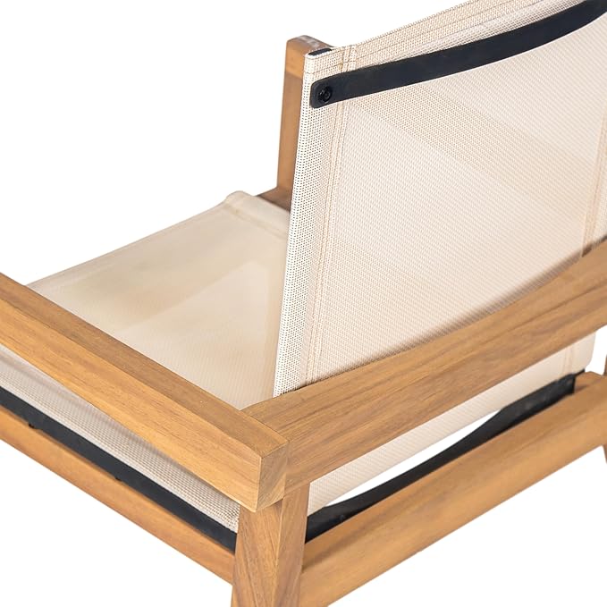 Christopher Knight Home Zion Acacia Wood Outdoor Dining Set for 6, 7 Piece Patio Dining Table and Chair Set, Wooden Outdoor Dining Armchair and Table Set, Teak+Beige