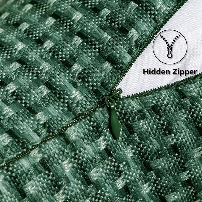 Kevin Textile Outdoor Waterproof 24"x24" Pillow Covers 2 Pack, Dark Green | Water Resistant Weaving Faux Linen Texture Throw Pillow Covers, Outside Decorative Pillowcases for Garden Patio Balcony Couch