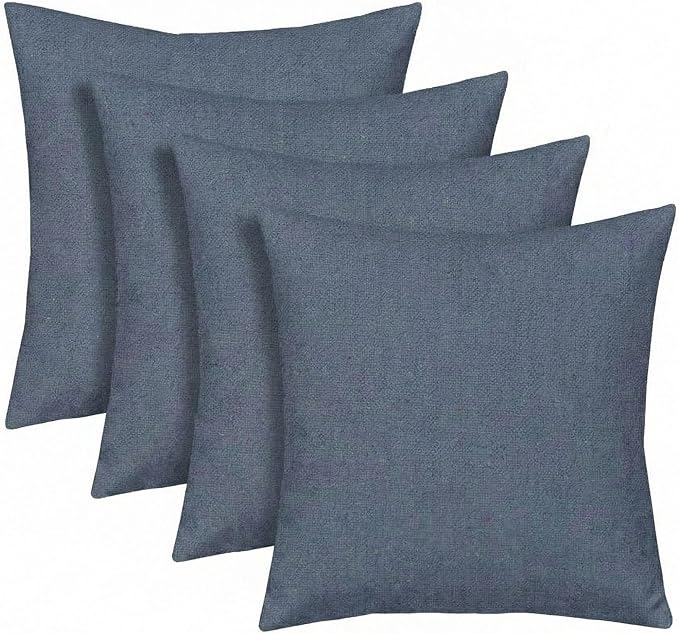 RSH DECOR: Sunbrella Square Throw Pillows Set of 4 | 20" x 20" | Water and Fade-Resistant Performance Fabric | Outdoor Pillow Covers with Down-Alternative Inserts | Made in USA (Sparkle Denim)