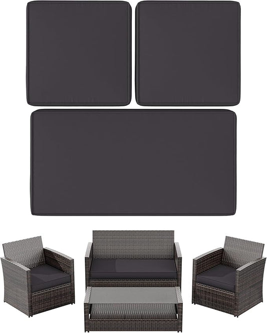 3 Pack Outdoor Patio Seat Cushions Replacement Covers Fit for 4 Pieces 4-Seater Wicker Rattan Patio Conversation Set Loveseat Chair Couch Furniture,36x18x2,18x18x2-Cover Only