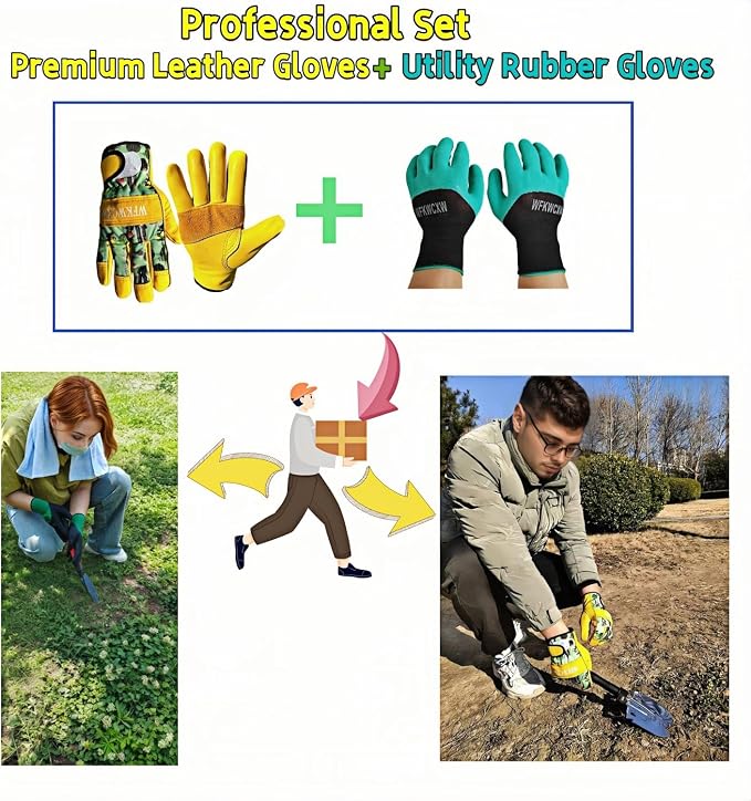 Cow Leather Gardening Gloves, Adjustable&Thorn Proof,Cactus Handling,Rose Pruning,Gardening Gifts For Women/Men