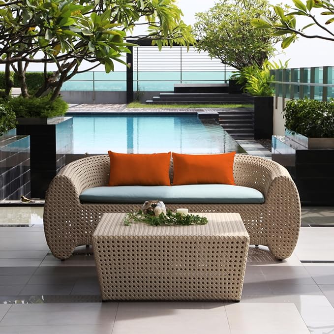 A1 HOME COLLECTIONS A1HC Luxurious Outdoor Waterproof Pillow Covers 12x20 Inches (Pack of 2, Burning Orange), Throw Pillow Covers for Pool Areas, Garden, Sofa, Chairs, Beds, Tent, Patio