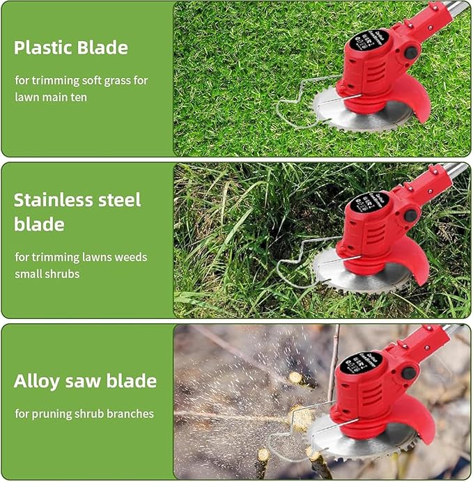 Cordless Garden Strimmers,Electric Cordless 48v Grass Strimmer with 2 X 2000mAh Battery, Adjustable Metal Blades,Garden Trimmer Telescopic Lightweight with Roller, 850W, for Gardens,Park Lawns