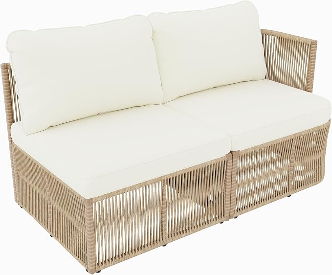 Christopher Knight Home Outdoor Patio Furniture Set, PE Rattan Wicker Conversation Sofa Set with Iron Frame Cushions and Glass Top Coffee Table, Modular Backyard Balcony Seating Set, Dark Beige