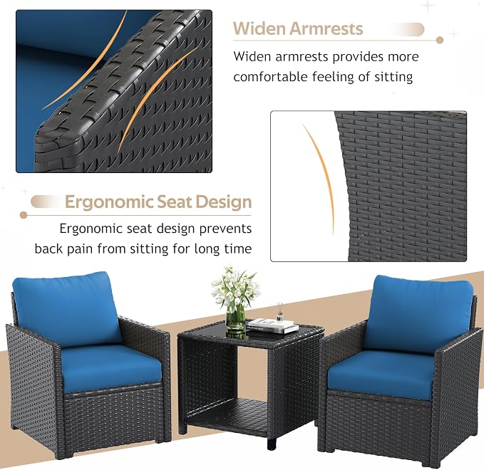 U-MAX Patio Furniture Set with Two Table, 7 PCS Outdoor Furniture for Garden