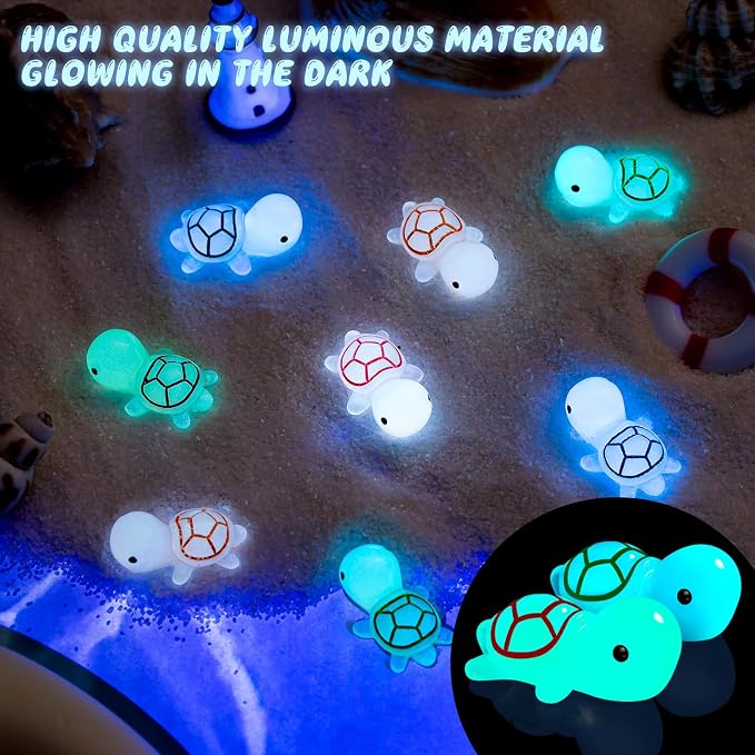 150PCS Luminous Mini Resin Sea Turtle Figurines Cute Tiny Turtles for Micro | Mini Resin Sea Turtles, Sea Turtles Figurines Glow in The Dark, Cute Tiny Turtles Bulk, Cake Toppers Ocean Theme DIY Hidden