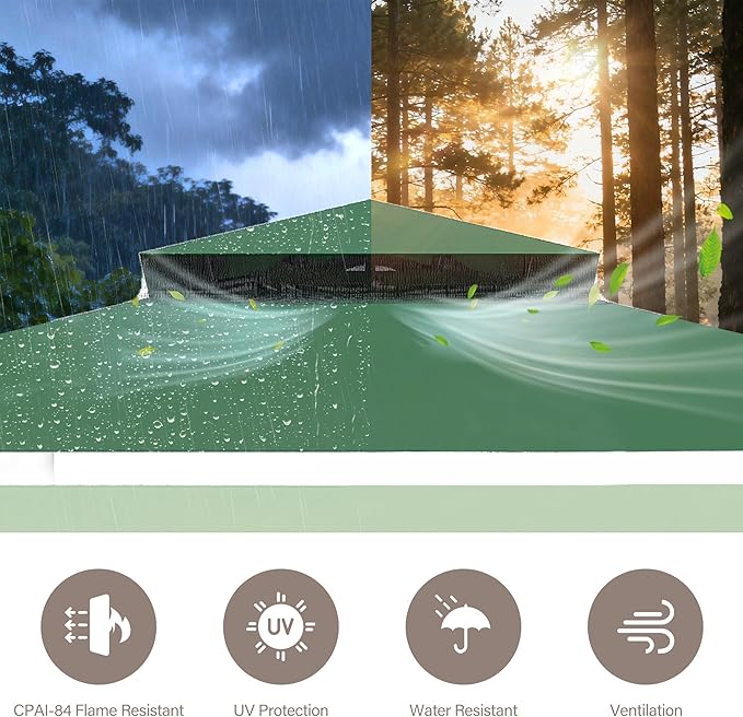 LAUSAINT HOME Patio Gazebo 12'x12', Outdoor Heavy Duty Party Tent Shelter with Double Roofs, Mosquito Nettings and Privacy Screens for Backyard, Garden, Lawn, Forest Green