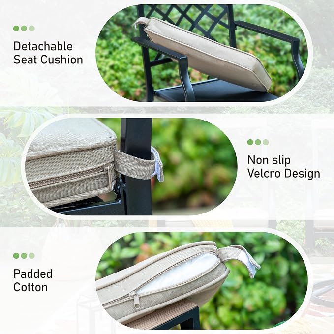 PHI VILLA Patio Dining Chairs Set of 2 Outdoor Swivel Dining Chairs Patio Furniture Rocking Chairs with Cushion Suports 300lbs for Garden Backyard