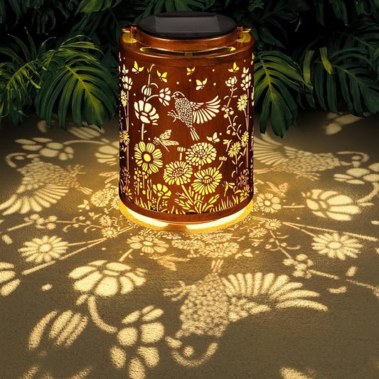 Solar Lanterns Hanging Waterproof Birds Garden Decor Solar Lights | Birthday Gifts for Women Mon Grandma Metal Outdoor Decoration for Outside LED Lanterns for Yard Patio Lawn