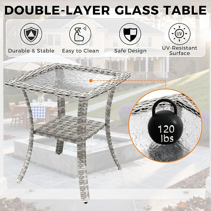 10-Seat Modern Patio Furniture Set with Swivel Rocking Chairs, Thick 4″ Cushions, Dual-Strand Wicker Rattan, Rust-Resistant Steel Frame – Outdoor Conversation & Modular Sectional,Beige