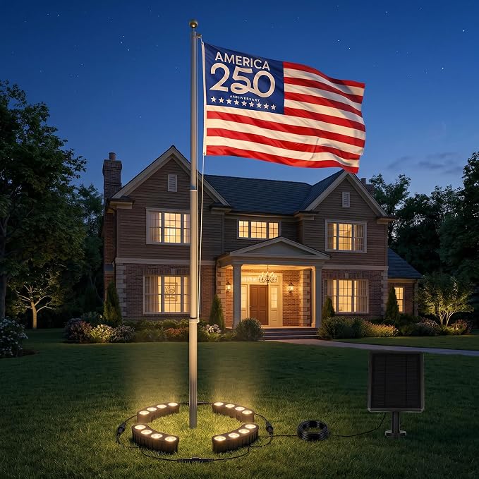 Sublume Solar Tree Lights, Upgraded Solar Spot Lights Outdoor, Warm White | 8.3*7.2in Large Solar Panel with USB Port, 16 COB LED, 33FT Cable, IP65 Waterproof, 4000Mah Uplights for PalmTree, Flag Pole