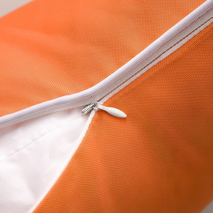 Phantoscope Pack of 2 Outdoor Waterproof Solid Throw Decorative Pillow Cover Decorative Square Outdoor Pillows Cushion Case Patio Pillows for Couch Tent, Orange 12x20 inches 30x50 cm