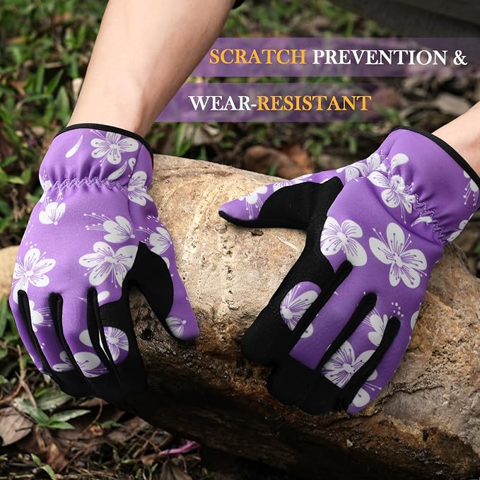 Trifabricy Gardening Gloves for Women, Breathable Leather Garden Gloves with Grip, Thorn-Proof Puncture-Resistant Work Gloves