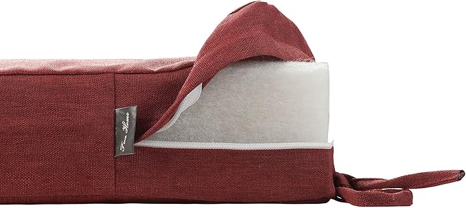 FUNHOME Outdoor Bench Cushion Cover 42 x18 x 3 inch,Water Resistant Cover with Zipper&Ties,Fade-Resistant Slipcover,Patio Porch Swing Cushion Cover Replacement Only,No Insert(Dark Red)