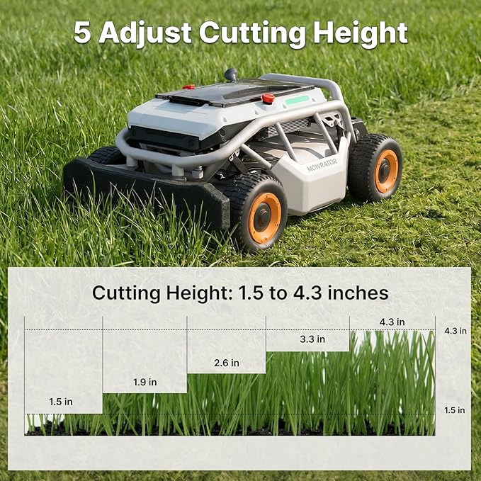Mowrator S1 4WD 18Ah Remote Control Lawn Mower, All-Season Yard Care, 75% (37°) Slope Climbing, 21" Cutting Width, 1.5–4.3" Adjustable Cutting Height, Up to 1.12 Acres