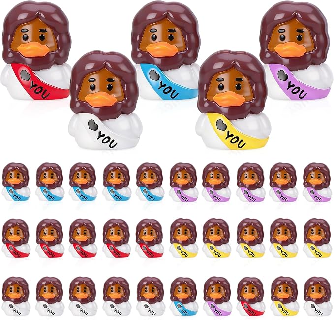 30 Pcs Mini Resin Jesus Ducks Black Jesus Figurines Tiny Resin Ducks for Religious Party Favors Sunday Christian Gifts, Black