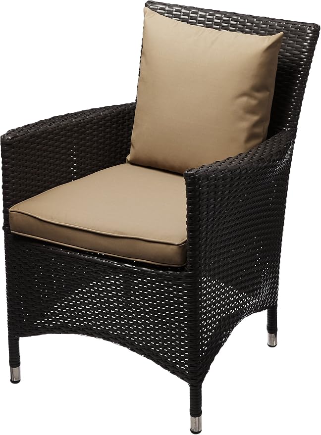 Modway Convene Wicker Rattan Outdoor Patio Dining Armchair with Cushion in Espresso Mocha