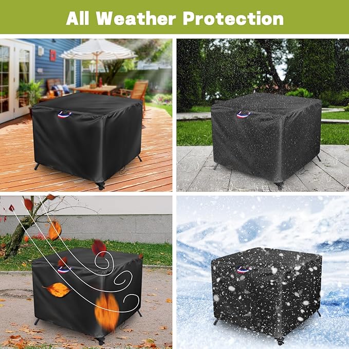 42 x 42 Patio Table Cover, 42 Inch Square Patio Table Cover for Outdoor Furniture Waterproof, Heavy Duty Protective Covers Fit Square Tabletop