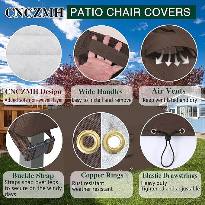 Heavy Duty Patio Furniture Covers Waterproof, 600D Outdoor Furniture Cover Waterproof for Sectional Sofa Couch, Outdoor Dining Table and Chair Set Covers 42''L x 24''W x 18''H, Brown
