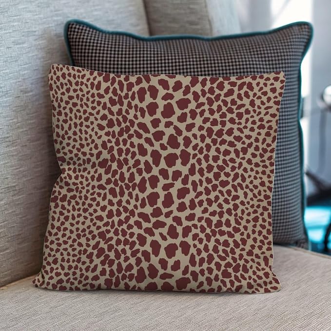 Brown Cheetah Leopard Print Outdoor Cushion Cases African Animal Stripe Throw Pillow Cover Accent Waterproof Pillows for Patio Furniture Garden 22x22 in