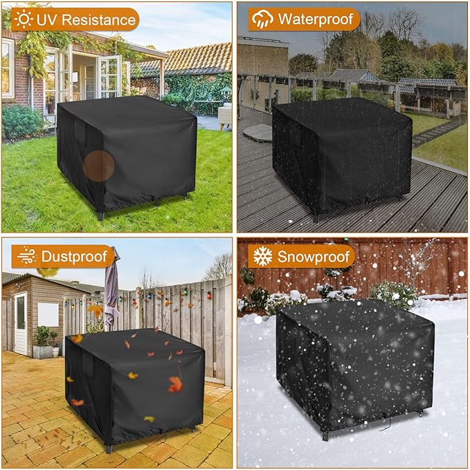 Kingling Outdoor Table Cover Square, 32 inch Square Patio Table Cover, Waterproof Small Table Cover Outdoor Patio Furniture Cover - 32'' x 32'' x 28'' Inch(Black)