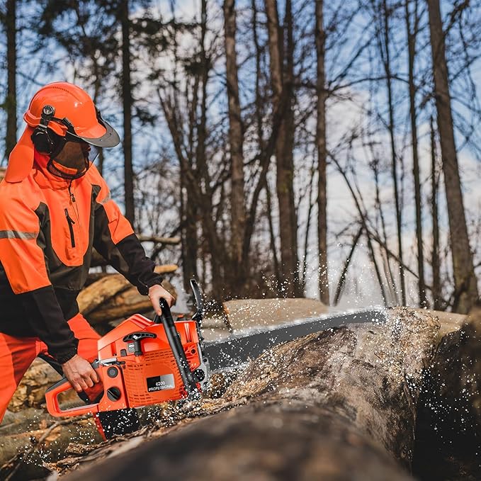 62CC Gas Powered Chainsaw with 20 Inch Bars, 3.5 HP 2-Stroke Engine for Wood Cutting, Tree Trimming and Farm Use, Gas Chainsaws with Non-Slip Handle, Carrying Bag & Tool Kit