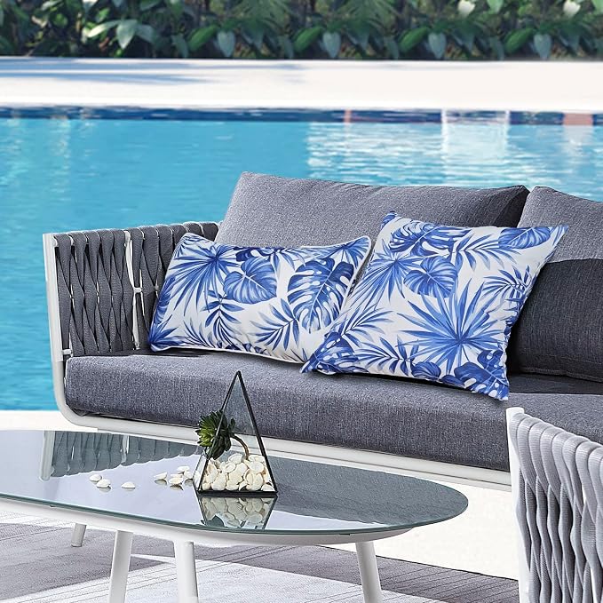 Outdoor Lumbar Pillows - Decorative Pillows with Insert Included Set of 2 Outdoor Pillows for Patio Furniture 12x20 Inch